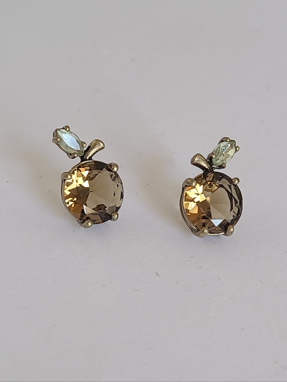 Banana Republic Smoky Quartz TopazCrystal Apple Teacher Stud Statement Earrings